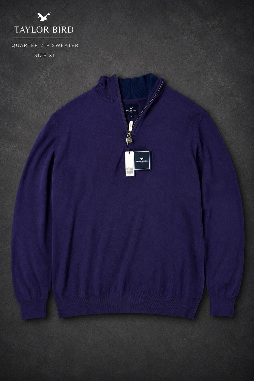TailorByrd Men’s XL Purple Quarter Zip Sweater Pullover NWT